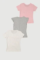 Little Girls Dont Be Salty Graphic Tees 3 Pack, Multi, Size 4