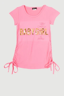 Little Girls Baby Girl 3D Foil Graphic Tee, Pink, Size 5-6