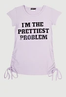 Little Girls Prettiest Problem 3D Graphic Tee, Purple, Size 6X