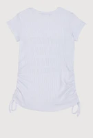 Little Girls 3D Rhinestone Graphic Top, White, Size 5-6