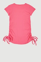 Little Girls 3D Rhinestone Graphic Top, Pink, Size 6X