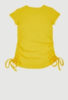 Little Girls 3D Fashion Queen Rhinestone Graphic Top, Yellow, Size 4