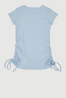 Little Girls 3D Rhinestone Blessed Diva Graphic Tee, Blue, Size 4
