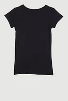 Little Girls Grl Pwr Bear 3D Foil Graphic Tee, Black, Size 5-6