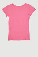 Little Girls 3D Embossed Smile More Tee, Pink, Size 4