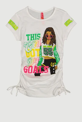 Little Girls This Girl Got Big Goals Top, White, Size 5-6