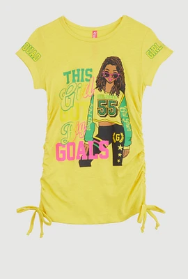 Little Girls This Girl Got Big Goals Top, Yellow, Size 5-6