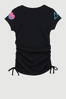 Little Girls Love Always Ruched Tee, Black, Size 4