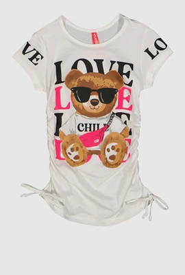 Little Girls Love Chill Love Bear Graphic Tee, White, Size 4