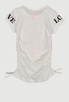 Little Girls Love Chill Love Bear Graphic Tee, White, Size 4