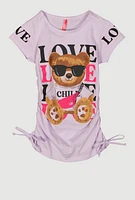 Little Girls Love Chill Love Bear Graphic Tee, Purple, Size 4