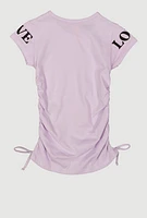 Little Girls Love Chill Love Bear Graphic Tee, Purple, Size 4