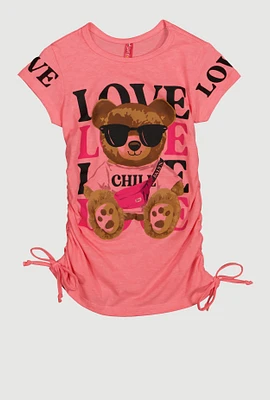 Little Girls Love Chill Bear Graphic Tee,