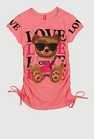 Little Girls Love Chill Love Bear Graphic Tee, Pink, Size 4