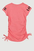 Little Girls Love Chill Love Bear Graphic Tee, Pink, Size 4