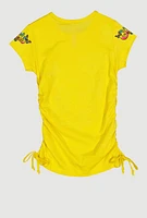 Little Girls Can Change The World Ruched Tee, Yellow, Size 5-6