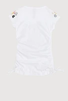 Little Girls Bear Girl Gang Foil Graphic Top, White, Size 5-6