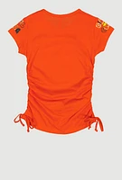 Little Girls Bear Girl Gang Foil Graphic Top, Orange, Size 5-6