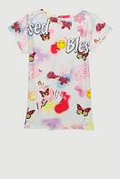 Little Girls Blessed Butterfly Graphic Tee, Multi, Size 6X