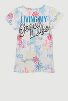 Little Girls Good Life Graphic Print Tee, Multi, Size 4