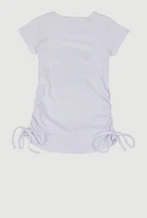 Little Girls Rhinestone Teddy Bear Graphic Top, White, Size 4