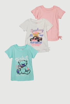Little Girls Bear Graphic Tees 3 Pack, Multi, Size 5-6