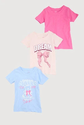 Little Girls Dream Chaser Graphic Tees 3 Pack, Multi, Size 6X