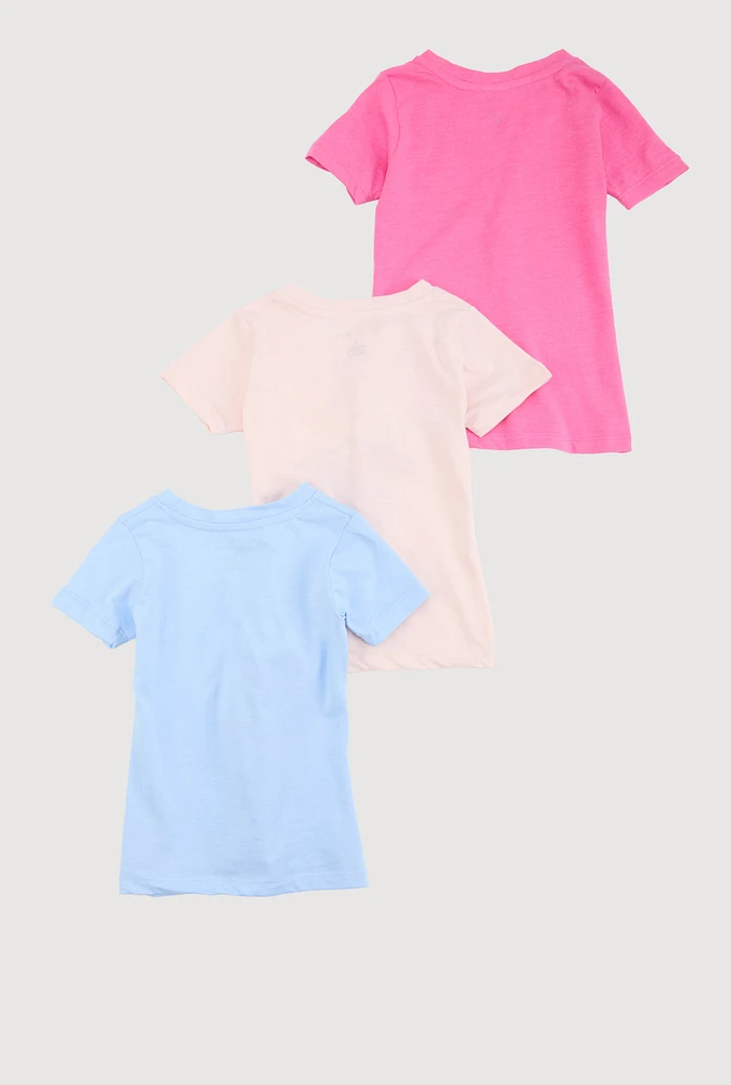 Little Girls Dream Chaser Graphic Tees 3 Pack, Multi, Size 4