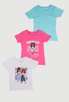 Little Girls Brooklyn Athletics Graphic Tees 3 Pack, Multi, Size 6X