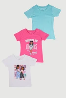 Little Girls Brooklyn Athletics Graphic Tees 3 Pack, Multi, Size 4