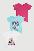 Little Girls Blessed Everyday Graphic Tees 3 Pack, Multi, Size 5-6