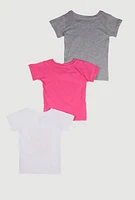 Little Girls Smile More Graphic Tees 3 Pack, Multi, Size 5-6