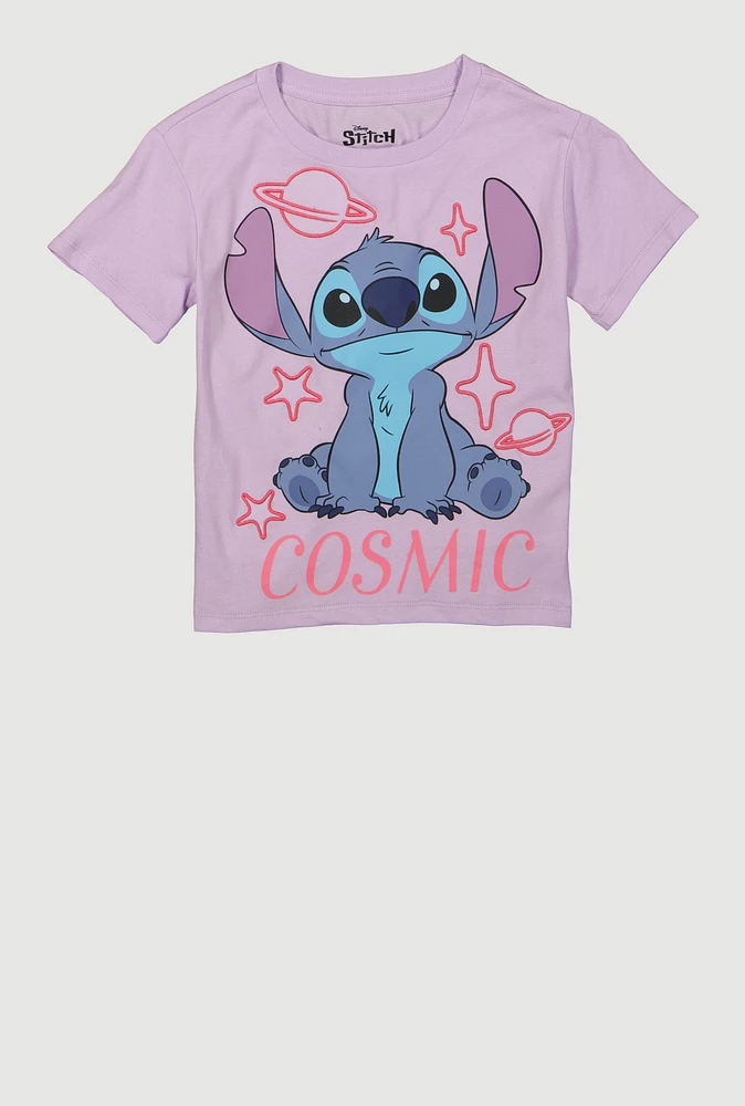 Girls Cosmic Stitch Graphic Tee, Purple, Size 7-8