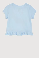 Girls Fanny Pack Graphic Tee with Necklace, Blue, Size 14-16