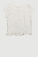 Girls I am Awesome Graphic Tee with Necklace, White, Size 7-8