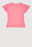 Girls Reversible Sequin Graphic Top, Pink, Size 7-8