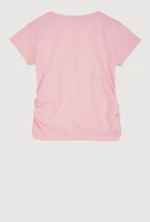 Girls Reversible Sequin Graphic Tee, Pink, Size 14-16