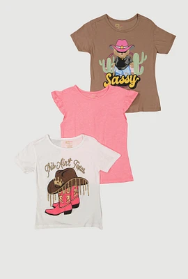 Girls This Aint Texas Graphic Tees 3 Pack, Multi,