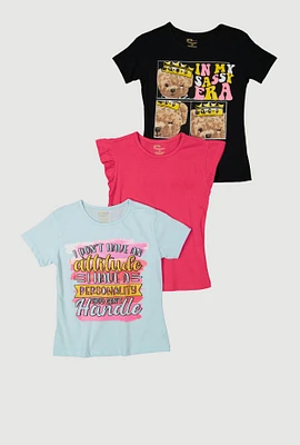 Girls In My Sassy Era Graphic Tees 3 Pack, Multi, Size 10-12