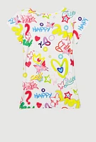 Girls Grateful Graphic Print Tee, Multi,