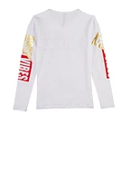 Girls Foil Good Vibes Graphic Top, White, Size 10-12