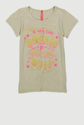 Girls If You Can Dream It You Can Do It Tee, Green, Size 10-12