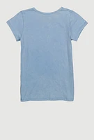 Girls Dream On Acid Wash Graphic Tee, Blue,