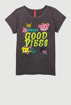 Girls Spread Good Vibes Graffiti Graphic Tee, Grey, Size 7-8