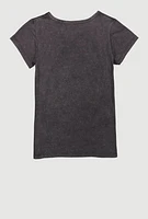 Girls Spread Good Vibes Graffiti Graphic Tee, Grey, Size 7-8