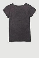 Girls Vibing And Thriving Graphic Top, Grey, Size 7-8