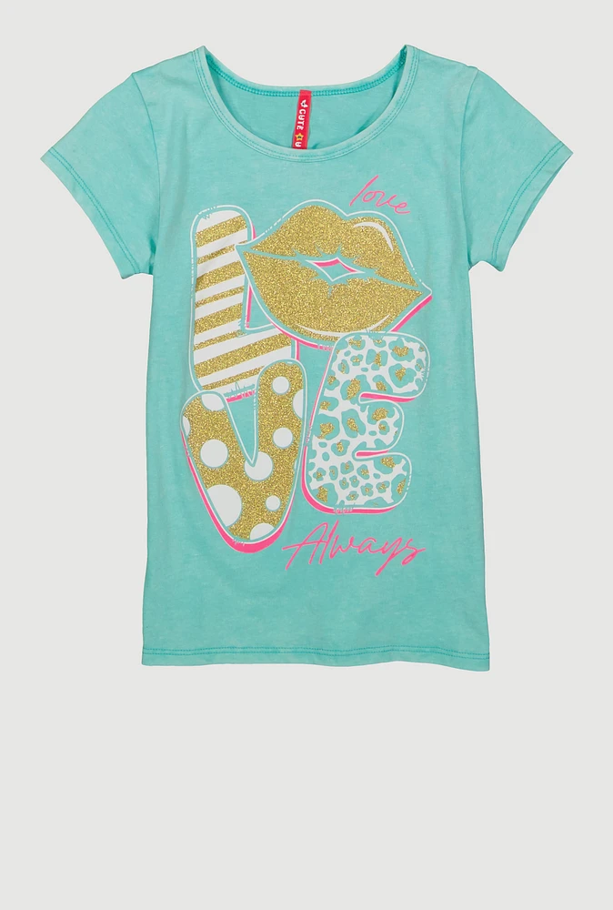 Girls Love Glitter Graphic Tee,