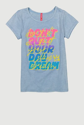 Girls Dont Quit Your Day Dream Graphic Tee, Blue, Size 10-12