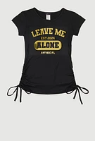 Girls Leave Me Alone 3D Foil Graphic Top, 7-8