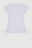 Girls Leave Me Alone 3D Foil Graphic Top, White, Size 7-8